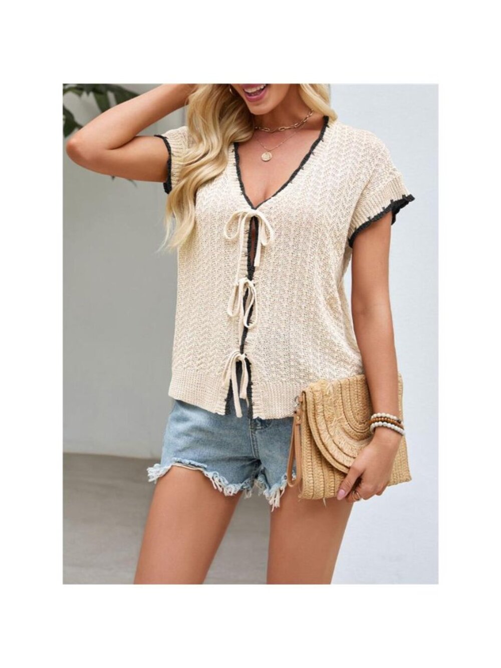 Tie-Front Knit Cardigan
